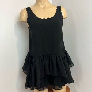 Snidel Women’s Size XSl Black Sleeveless Baby Doll Mini Ruffled Hem Romper Dress